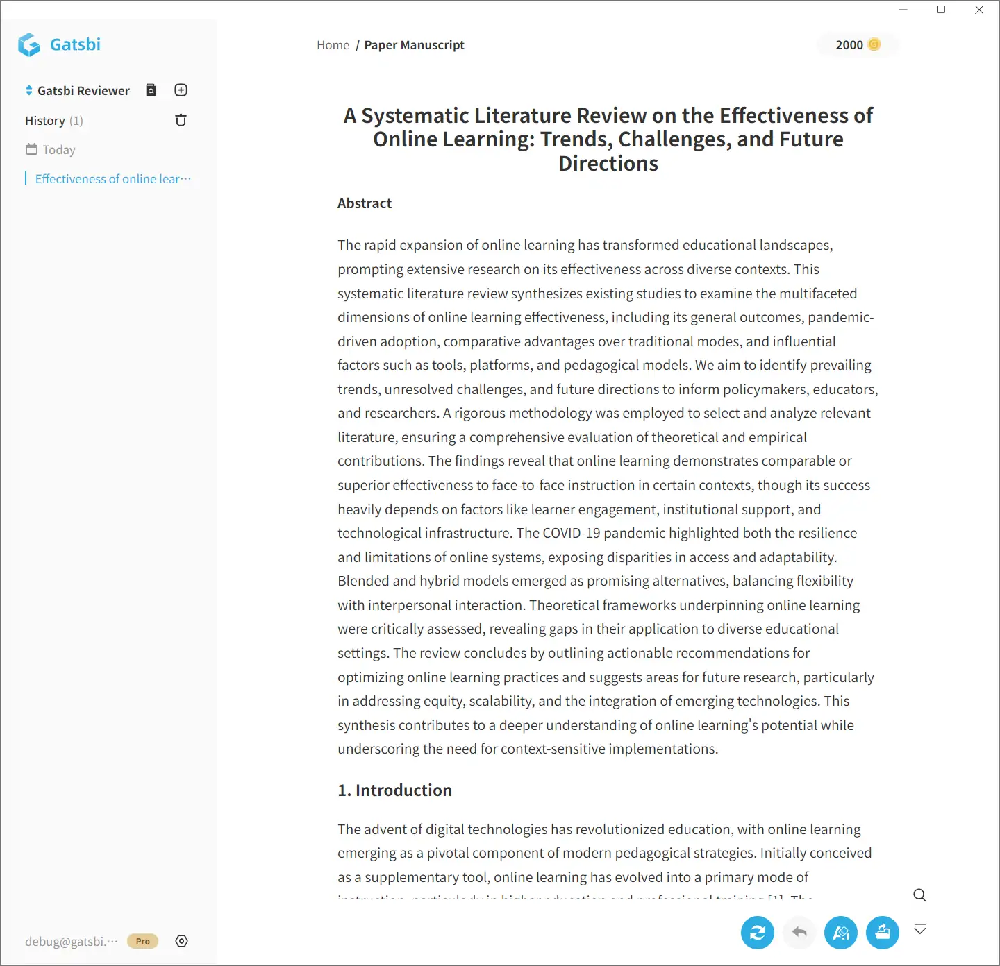 لقطة شاشة 1 من مراجعة منهجية في Gatsbi Reviewer